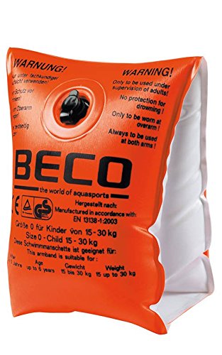 Beco 9703 - Schwimmflügel mit Doppelkammersystem, Schwimmhilfe für Kleinkinder von 2 bis 6 Jahren, 15-30 kg, Orange, TÜV und GS-geprüft