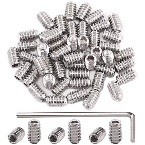 Hilitchi 50Pcs Stainless Hex Allen Head Socket Set Screws Grub Screw Bolts Assortment Kit Internal Hex Drive Cup-Point Screws M5 x 8mm