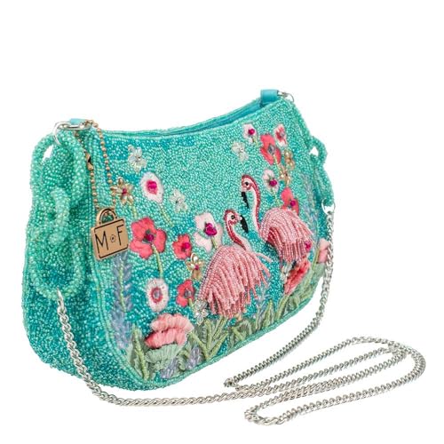 Mary Frances Flirty Flamingos Beaded Crossbody Handbag Clutch Tropical Bird Novelty Purse, Multicolor4