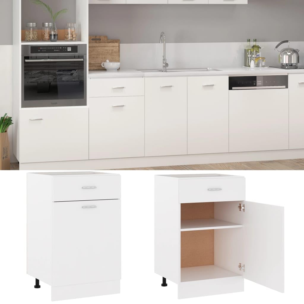 vidaXL Mobile da cucina in truciolato, 50 x 46 x 81,5 cm, colore: Bianco
