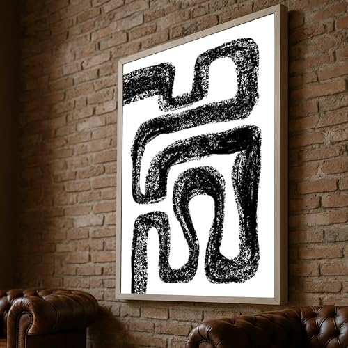 Toile abstraite noire haut de gamme, peinture géométrique raffinée