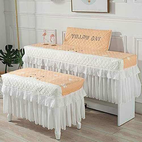 Cartoon Polyester Lace Design Piano Covers With/Without Music Stand Printed Dust Cover Single Seat Double Piano Stool Cover (138X48 music stand,Style 10)