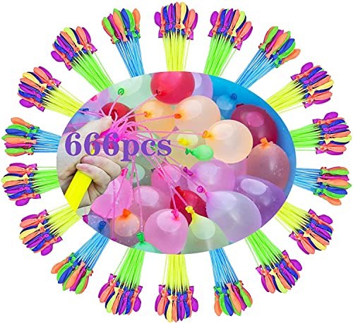 Jorklife 666 Stück Wasserbomben luftballons Water balloons, Bündel mit je 37 Wasserbomben, Kein mühsames Füllen und Verknoten von Wasserballons mehr Cover