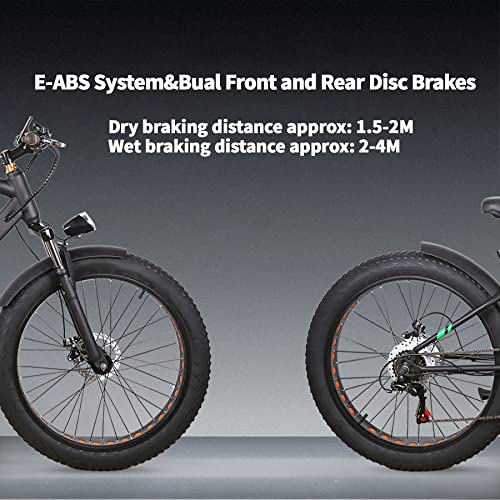 Nakto Fat Tire Electric Bike, 500W Electric Bicycles - Up To 40+ Miles And 25+ Mph Commuter Electric Bicycle - Removable 48V/12A Battery And 6-Speed Gear 26" Disc Brakes Electric Bikes For Adult #TOP4