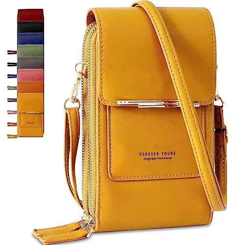 Lakpopya Pochette Telephone Portable en Cuir PU pour Femme, Sac Telephone Portable Petit Multifonctionnel avec Portefeuille, Pochette Portefeuille Femme pour...