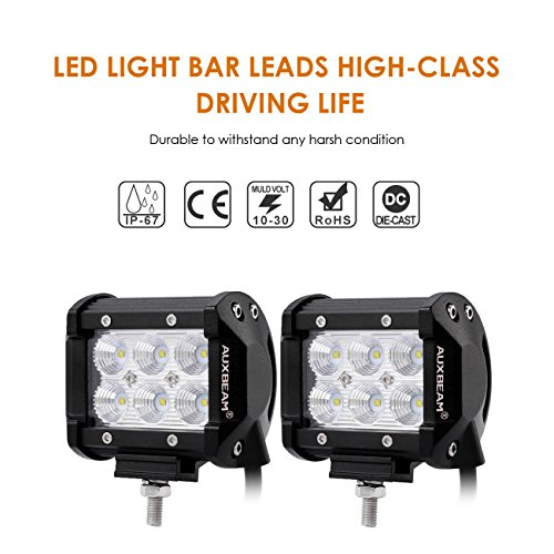 Auxbeam 4" Led Pods 18W Led Light Bar Flood Beam Led Off Road Driving Lights With Wiring Harness For Suv Atv Utv Trucks Pickup Jeep Lamp (Pack Of 2) #TOP7
