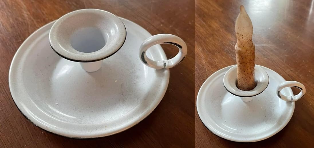Kerzenhalter aus Emaille, 2 Stück, Weiß, 12,7 cm, Vintage-Stil, Bauernhaus-Stil