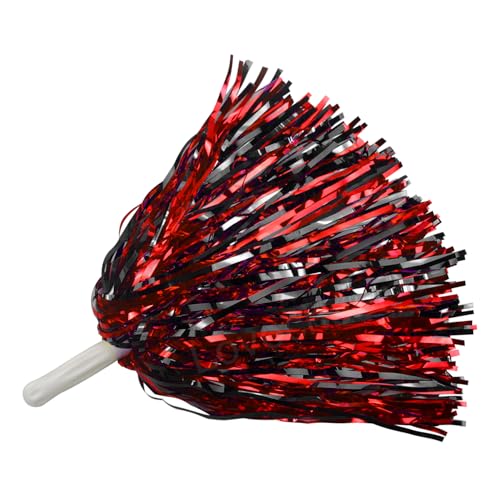 Lovecheer 24PCS Metallic Pom Poms Cheerleading Red and Black Cheer Squad