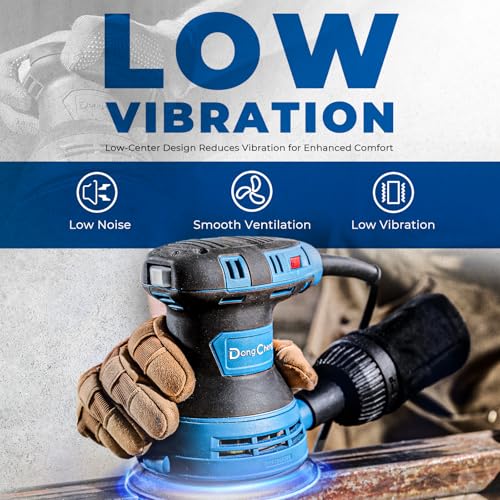 Image of Dong Cheng 5-Inch Random Orbital Sander 3 Amp 12000OPM, 6 Variable Speeds, with 10pcs Sandpaper & Detachable Dust Bag, Sanding for Woodworking, Refinish Furniture & Remove Varnish