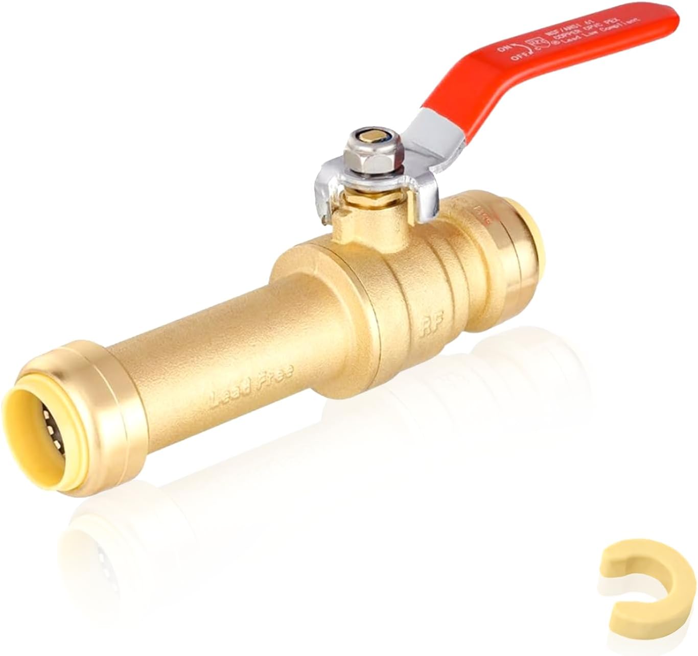 3/4 Inch Slip Ball Valve,Push Shut-off Ball Valve,Plumbing Fittings to Connect PEX, Copper, CPVC, PE-RT, With A Disconnect Clip(Pack of 1)(PF-VALVE077)