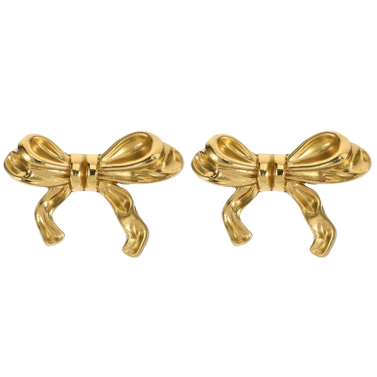 ULTECHNOVO Vintage Bowknot Cabinet Handles 2 Pack Decorative Drawer Pulls for Cupboards Dressers Wardrobes Gold Finish Furniture Handles Easy Installation