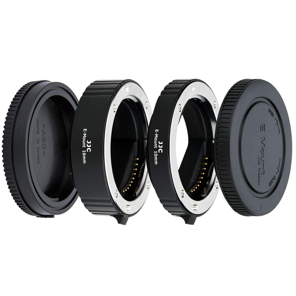 JJC 10mm/16mm Sets Metal Tubo de Extensión TTL Enfoque Automático AF para Lentes Sony E y Cámaras de la Serie NEX etc.