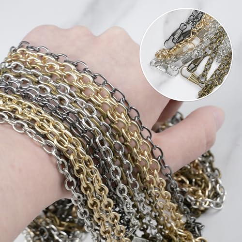 suaywo 8 Items Handbag Chain Strap 120 cm Bag Chain Strap Handbag Chain Gold Bag Chain Comes with 16 D-Rings Long Bag Chain Straps Suitable for Shoulder Bags and Crossbody Cags (4 Colors) - Image 3