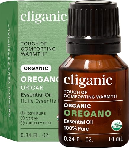 Cliganic Organic Oregano Essential Oil, 100% Pure Natural for Aromatherapy | Non-GMO Verified (Packaging May Vary)