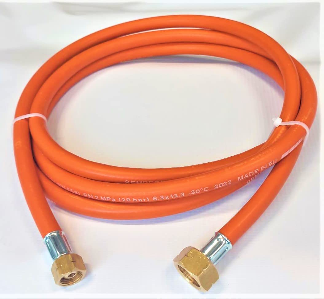 Propan Butan Manguera de Gas 200cm (2m) | 20 Bar | Ø9mm | 1/4" - 21.8" Inches LKS Acoplamiento rápido | hasta -30°C | Pantalones para Camping, barbacoas de Gas