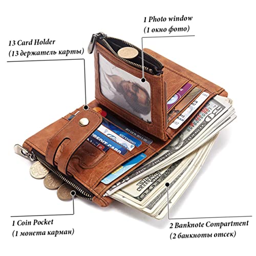 Khaki Men Theft Trifold Wallet with Multi Card Slots and Coin Purse Genuine Crazy Handbag for Daily Use and Special Occasions3