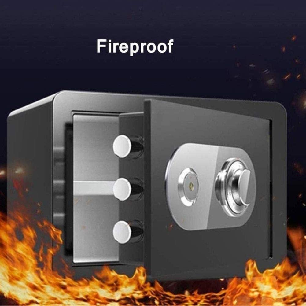 Caja fuerte de alta seguridad, ignífuga, impermeable, con cerradura electrónica y mecánica, compacta, antigua, manual, para uso doméstico, incluye 2 llaves de emergencia, color marrón