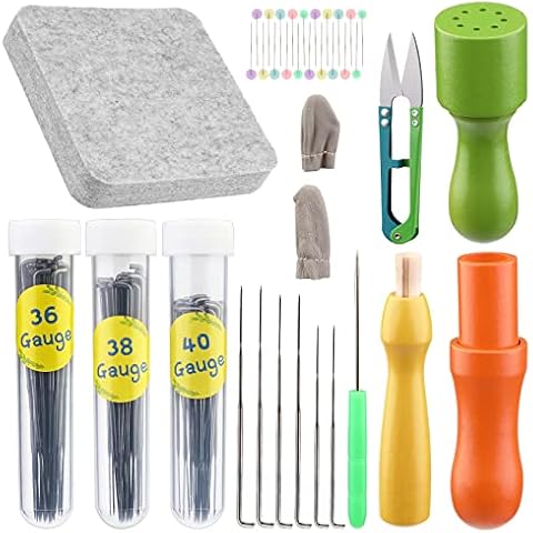 121 Pcs Wool Felting Needle Tools, 3 Sizes Felt Needles, 1/3/8 Needle Handle in 3 Color, Needle Felting Kit with Soft Needle Felting Pad and Yarn Scissors Supplies for Basic Felt Needle Project Cover