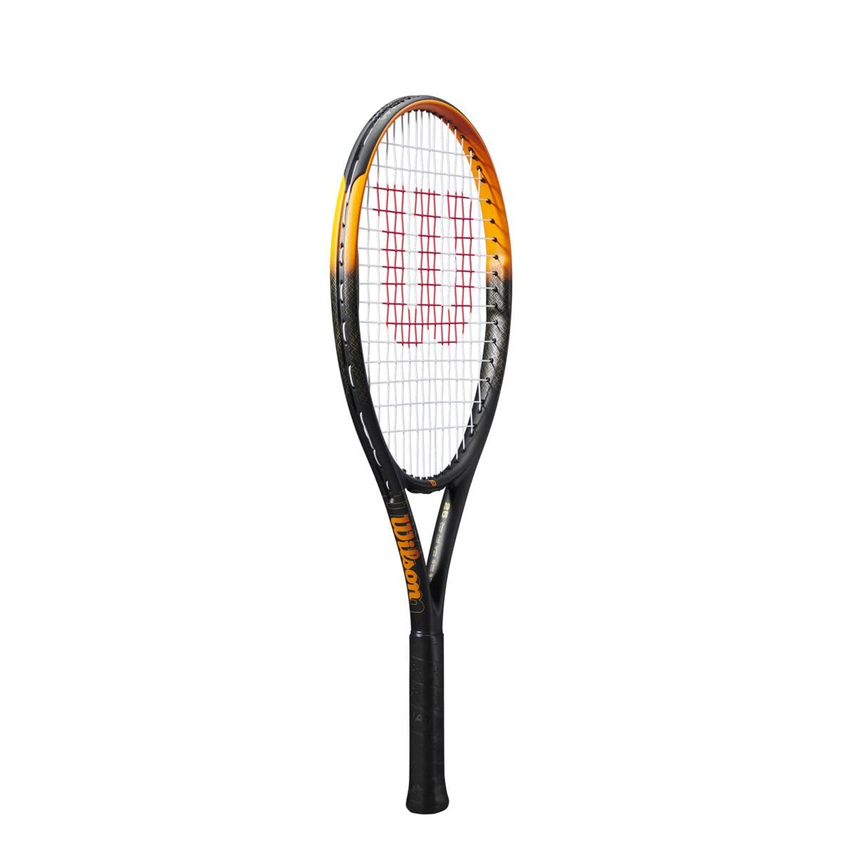 Wilson Racchetta Da Tennis Burn Spin Jr 25, Design Leggero Con Effetto Migliorato, Struttura Resistente, Finitura Brillante, Colore: Nero/Arancione, Misura: 25