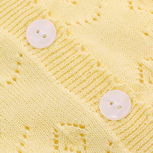 famuka 0-24 Months Baby Girl Cardigan Coat Thin Solid Knit Sweater3