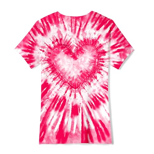 Image of SunFoucs Girls Kids Shirts Size 5-12 Tie Dye Casual Tshirt Short Sleeve Crewneck Tee Top | Short Sleeve Rainbow Tee Top