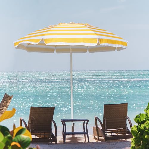 Ammsun TSB16128 6.5 Foot Heavy Duty Beach Umbrellas For Sand With Tilt Sun Shelter, Uv 50+ Protection Outdoor Sunshade Umbrella With Carry Bag For Patio Garden Beach Pool Backyard Multicolor Yellow thumb #1