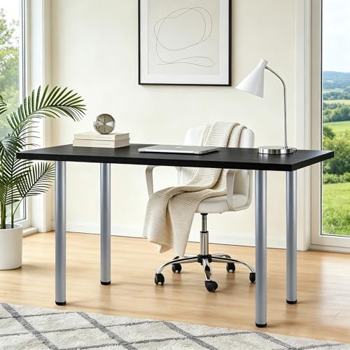 Image of QLLY 28 inch Adjustable Metal Desk Legs, Heavy Duty Furniture Table Legs with 1 inch Leveling Adjustment for DIY Office Desk, Workbench, Dining Table, Set of 4 (Grey)