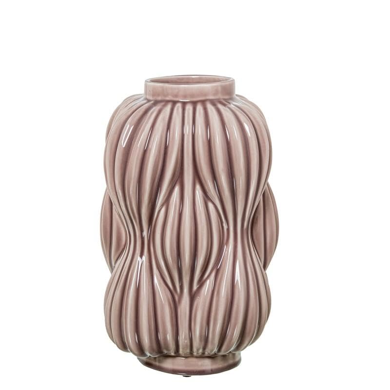 Vase en céramique rose pâle brillant DRW 32cm pour fleurs et décoration