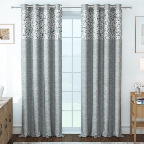 Image of Story@Home Window Curtains 5 Feet Long Set of 1 | Geometric Printed | Medium Room Darkening Curtain | Curtains for Living Room | (118 x 152 cm, Blue & Grey) | Perfect for Home Decor