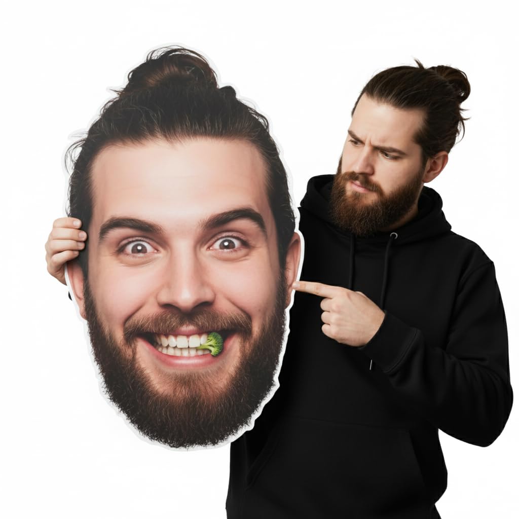 Custom Funny Big Head – Funny Personalised Face Cutout, Ideal Secret Santa, Giant Photo Prop for Parties (Large - H 58cm x W 38cm)