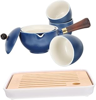Mikinona 1 Juego Tetera Con Asa Lateral Canalón Té Tetera Vintage Tetera Decorativa Teteras De Ceramica Tetera De Ceramica Porcelana Tradicional China Tetera Casera Azul Madera