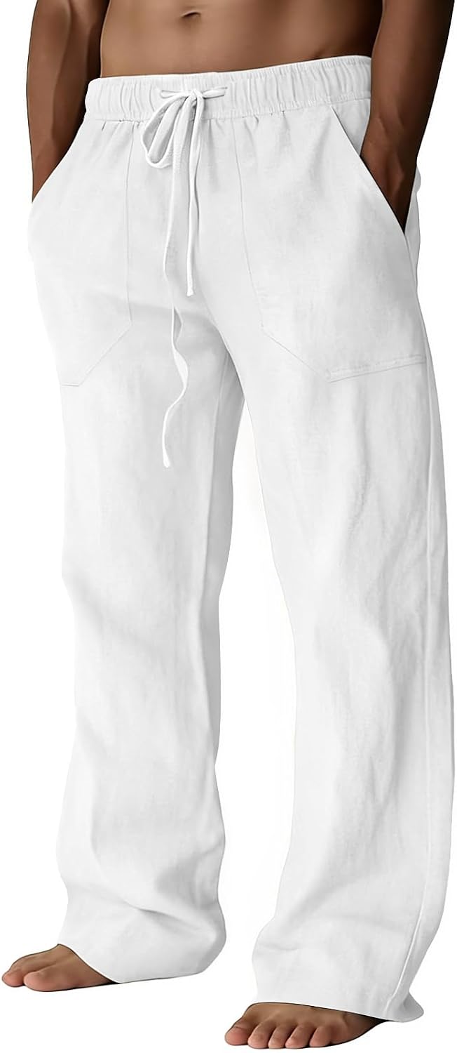 Puimentiua Cotton Linen Pants Men 