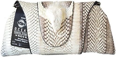 Authentic Snake Skin Women's Head Cobra Chain Clutch Bag Purse Rock Star Handbag