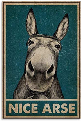 Tankaa Poster vintage « Nice Arse Donkey » - Impression sur toile - Art mural - Décoration murale pour maison, bureau, chambre à coucher - 40 x 60 cm Cover