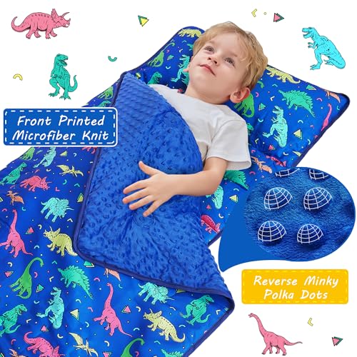Image of Lasoftan Toddler Nap Mat with Pillow and Blanket, Extra Large Rolled Napping Mats,Slumber Bags for Boys Girls,Kids Sleeping Bag for Daycare, Preschool Travel Camping