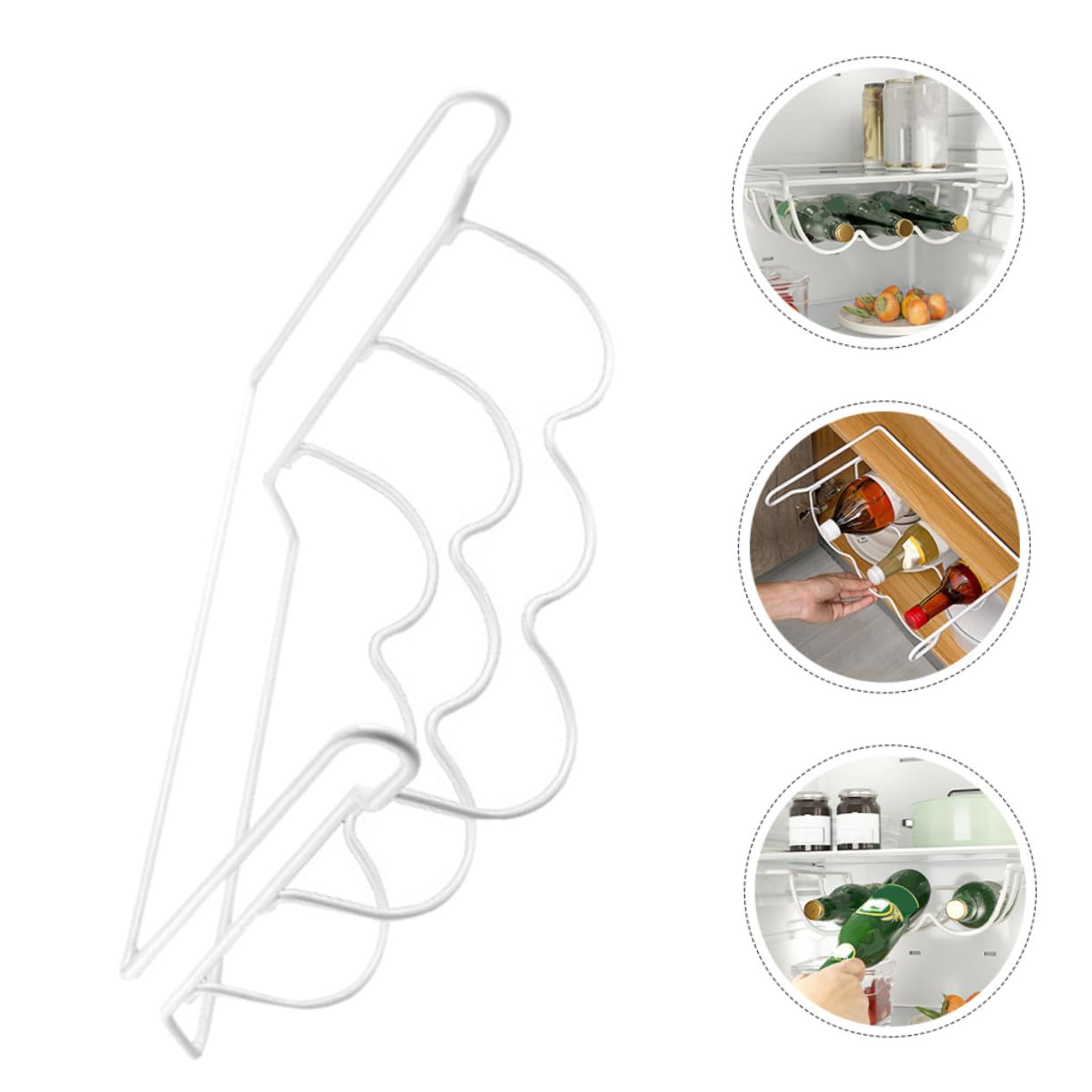 Toyvian Botellero para Refrigerador de Hierro Blanco, Soporte Apilable para Botellas de Vino y Bebidas, Diseño Moderno y Elegante para Maximizar Espacio en Nevera
