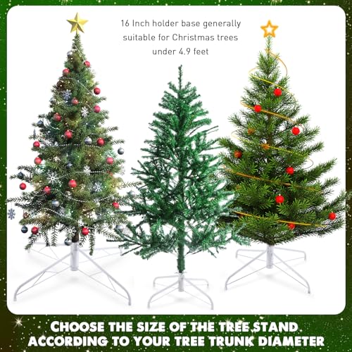 Roowest Folding Metal Christmas Tree Stand Universal Artificial Xmas Tree Base Replacement Holder for Christmas(White,16 Inch)