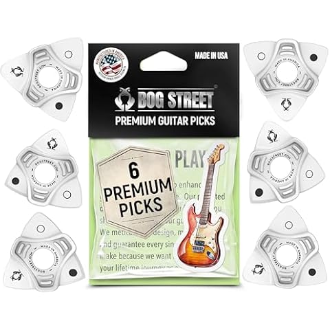 Bog Street Leap Series Non Slip Guitar Picks - Made in USA Guitar Pick Pack of 6 Plectrum Guitar Picks - Designed to Solve Pick Slipping - Guitar Pics for Guitar for Beginners & Hand Impairments Cover