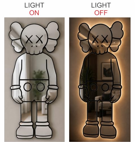 Image of AD INFINITUM LED Wall Lamp, Comic Lover, Bat Cave, Night Lamp, for Gift, Kids Room, Gaming Setup, Gaming Room, Man Cave (KAWS Mirror Backlit)