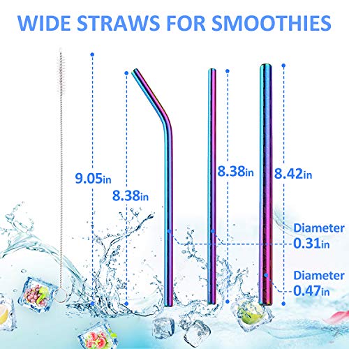 Rose Gold Straws Reusable Metal Straw Stainless Steel Drinking Straws With Cleaning Brush 8.5" Smoothie Straws For 16 Oz 20 Oz Tumbler Cool Things For Women, Men #TOP1