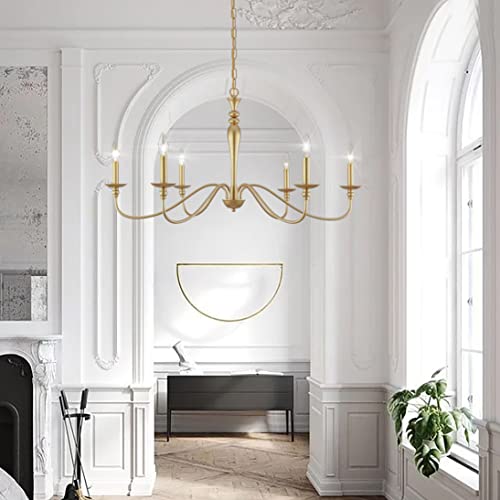 Papaya 508GD Farmhouse Chandelier 6-Light Gold Industrial Classic Candle Ceiling Rustic Pendant Lights Fixture thumb #6
