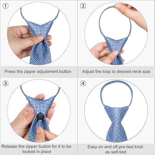 Image of DiBanGu Mens Zipper Tie Silk Pre-Tied Necktie with Gift Box