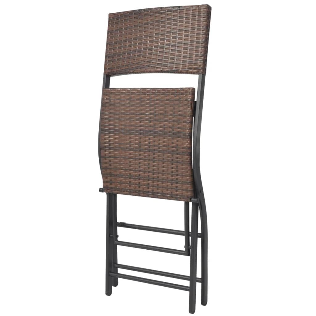 vidaXL Mesa Alta de Bar con Taburetes Jardín 3 Pzas Juego de Muebles Terraza Mesita y Sillas Altas Asienyos de Poli Ratán Sintétco Marrón Tipo Mimbre
