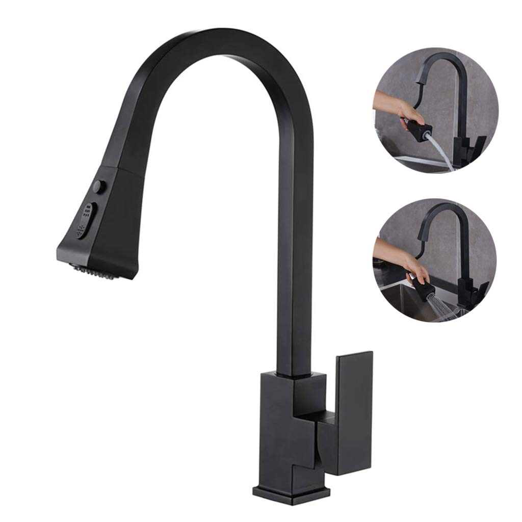 Buy Matt Black Kitchen Extendable Faucet Kitchen Tap Sink Mixer with