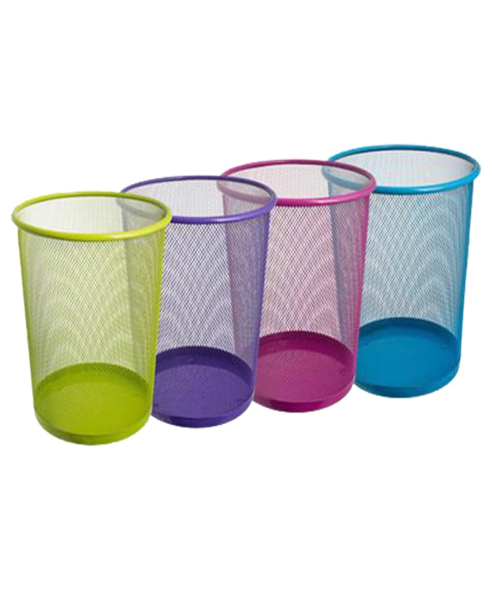 Metal Circular Bin Wastebasket Mesh Waste Rubbish Paper Trash Can Garbage Bucket For Bedroom, Bathroom, Home Offices 9 LITRE 30cm x 30cm,Ideal for use in the office, kitchen, Assorted color