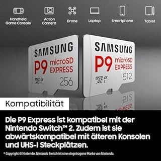 Samsung P9 Express microSD Express 512 GB, High-Speed Gaming Speicherkarte für Nintendo Switch 2, bis 800 MB/s Lesen, bis 310 MB/s Schreiben, Für 4K UHD Video, Konsolen und Kameras, MB-MK512T/WW