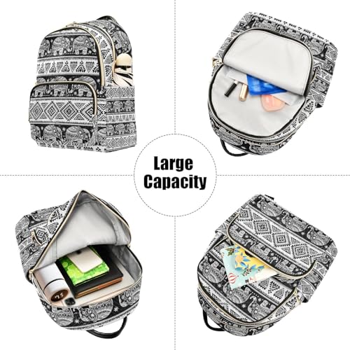 Image of Women Fashion Backpack Purse Elephant Rucksack, M | Casual Lightweight Quilted Daypack Ladies Bag for College Travel Work