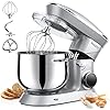 9.5 Qt Stand Mixer, 10-Speed Tilt-Head Food Mixer, Vezzio 660W Kitchen Electric Mixer with Stainless Steel Bowl, Dishwasher-Safe Attachments for Most Home Cooks (Silver)