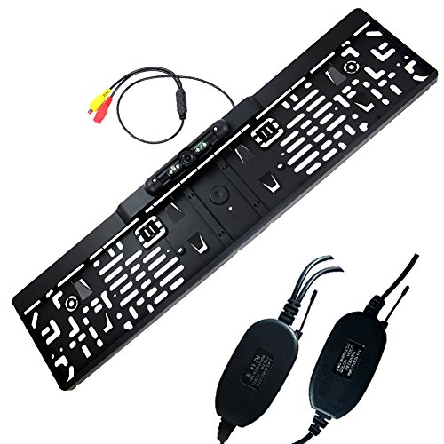 Pathson Européenne Plaque d'immatriculation Voiture Caméra de Recul avec 170°Angle Vision de Nuit 4 IR Lampes Etanche + L'émetteur récepteur sans Fil