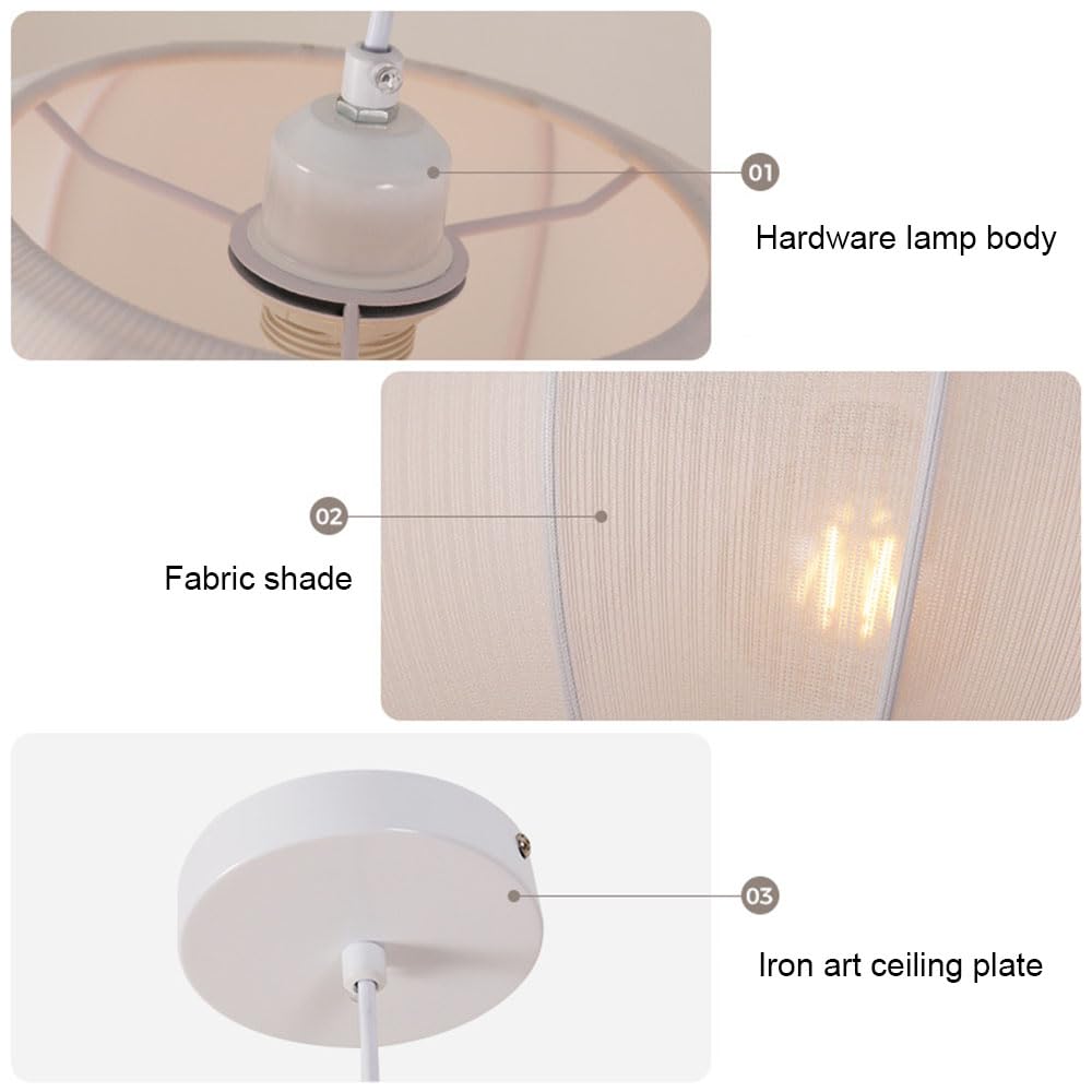 Nowoczesny minimalistyczny żyrandol materiałowy, 14,2 cala, lampa stołowa do jadalni